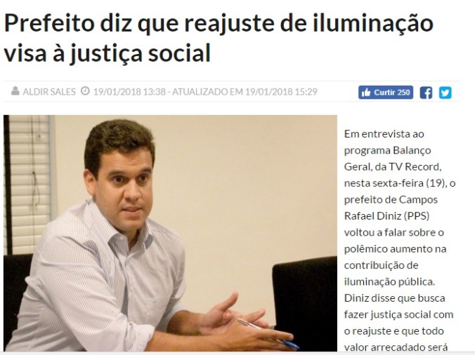 Resultado de imagem para iluminação pública rafael diniz