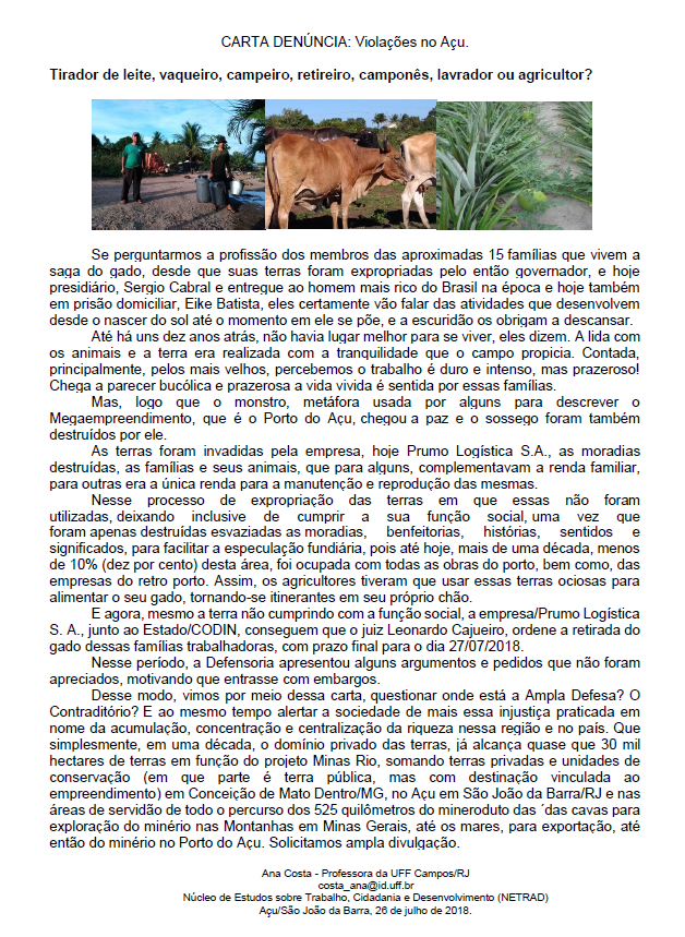 carta denúncia açu