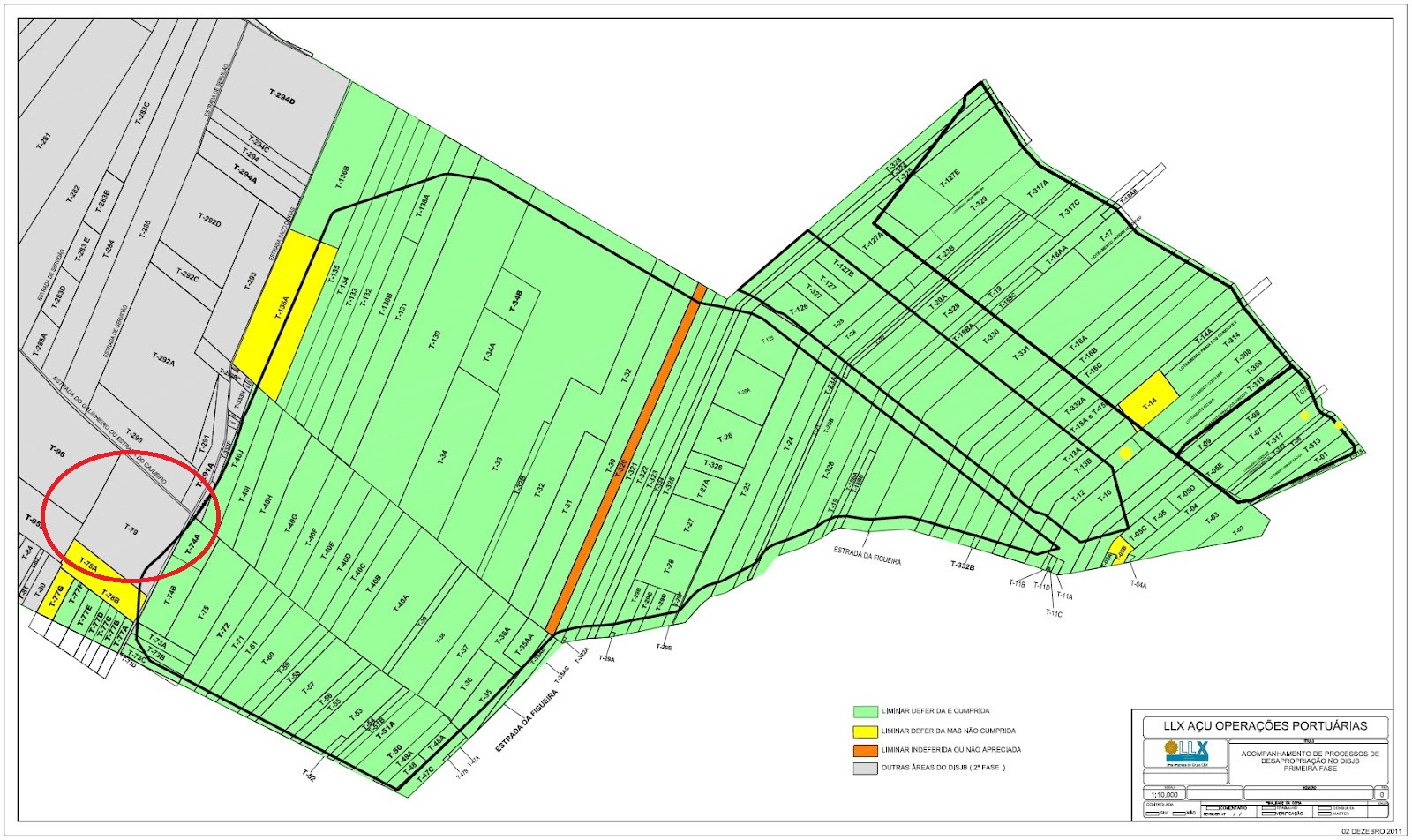 Mapa dos processos de desapropriação no Açu |