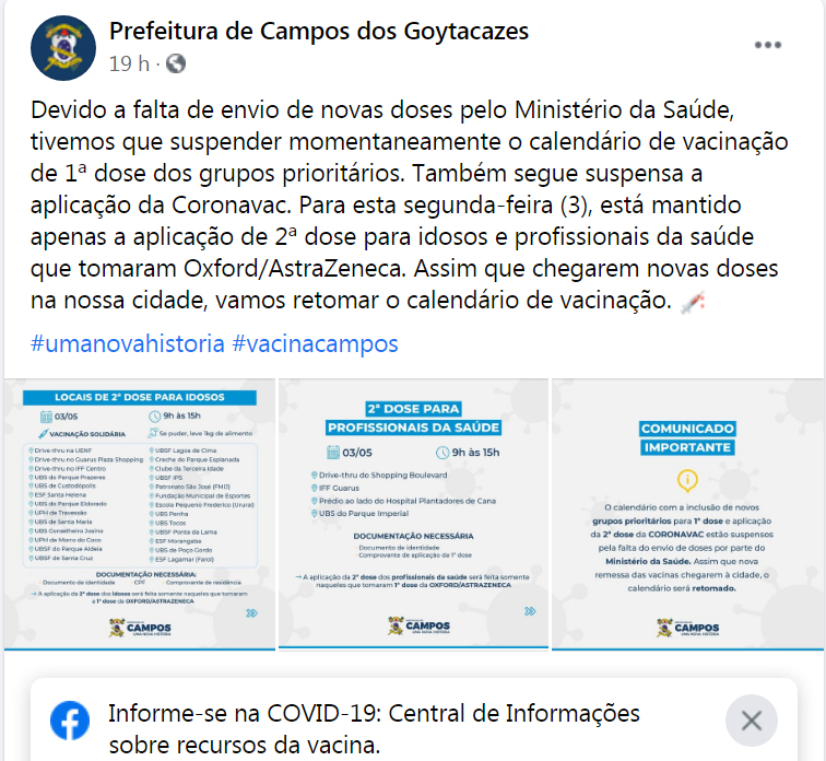 vacinação suspensa