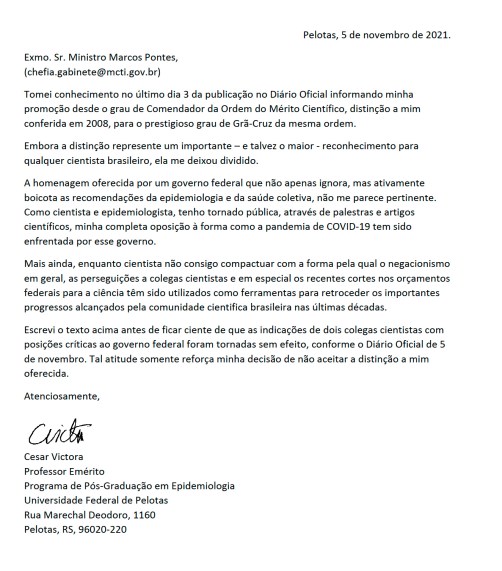 carta cesar victora